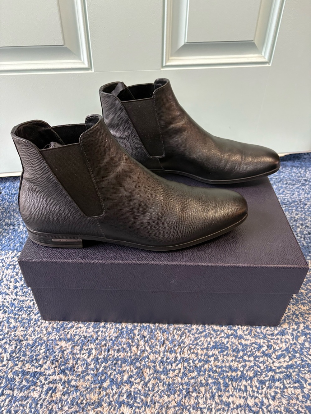 Prada Black Saffiano Chelsea Boot